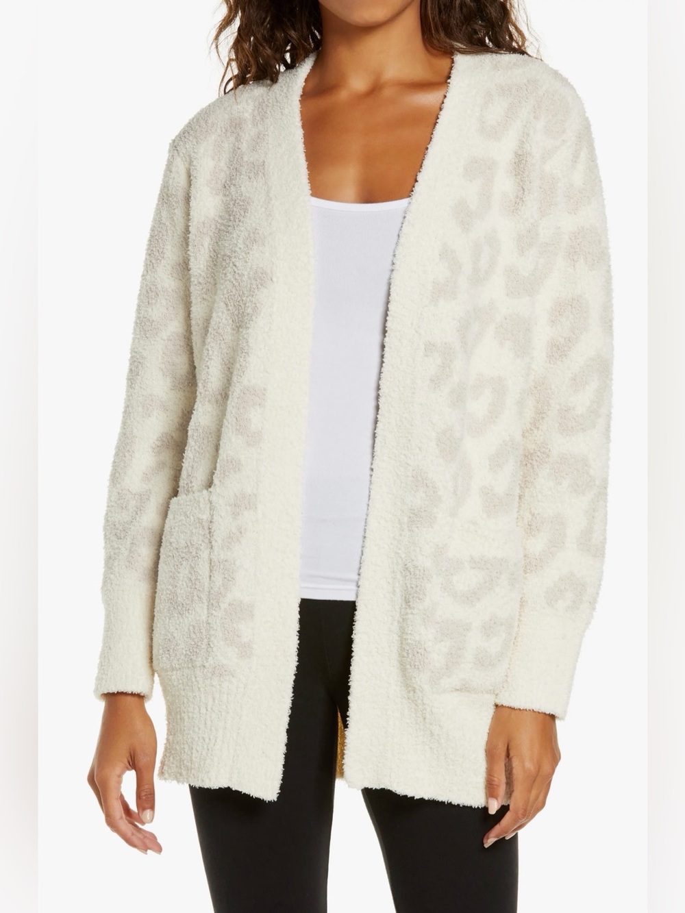 $145 Barefoot Dreams Cozychic Leopard Cardigan Large